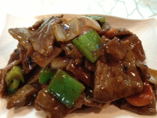 Chinese Restaurant Malta Beef with Green Peppers in Black Bean Sauce